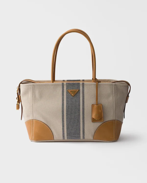 Borsa tote in tela e pelle