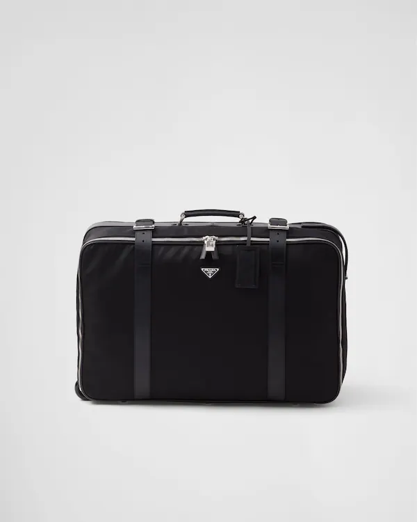 Valigia in Re-Nylon e pelle Saffiano