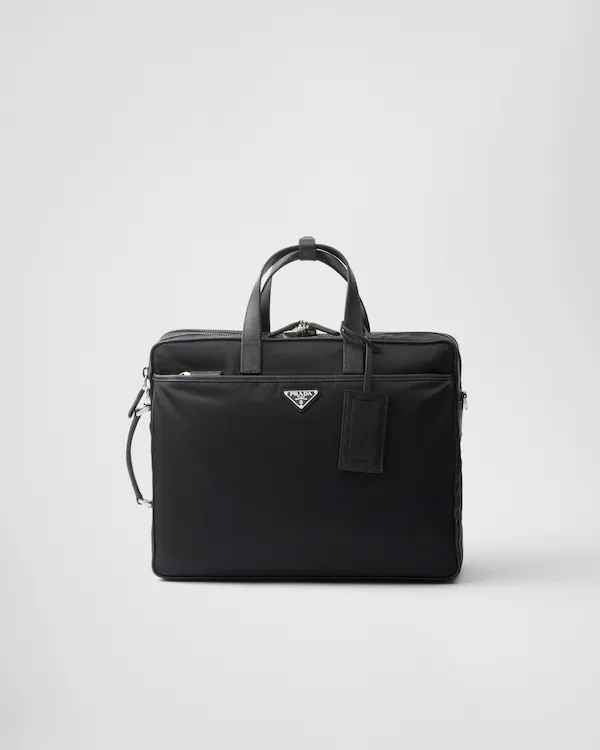 Briefcase in Re-Nylon e pelle Saffiano