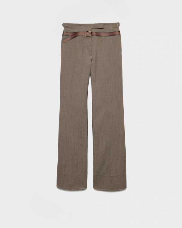 Pantaloni tecnici in lana con cintura stampata