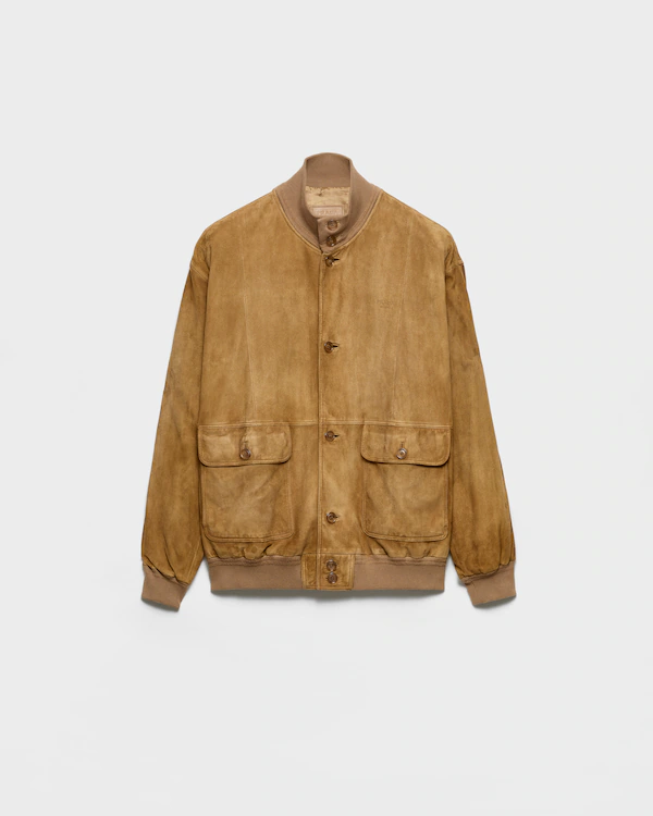Giacca blouson in pelle scamosciata