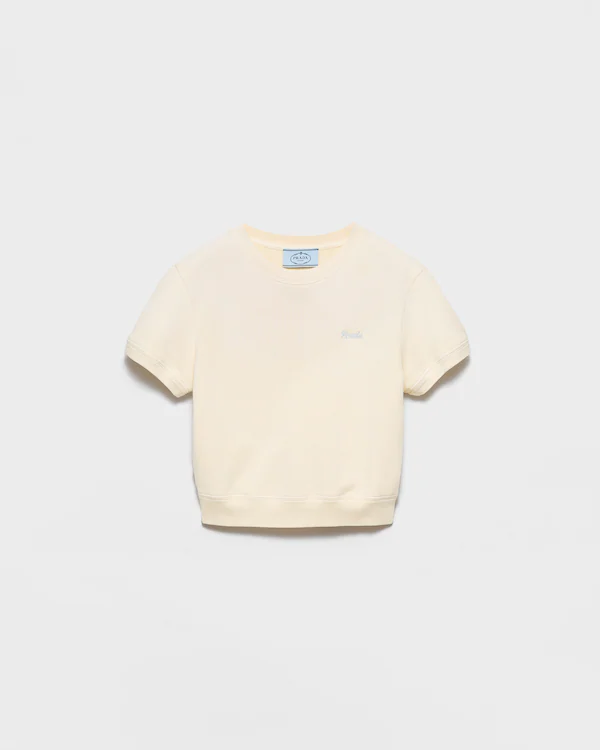 T-shirt in felpa di cotone con collo tondo