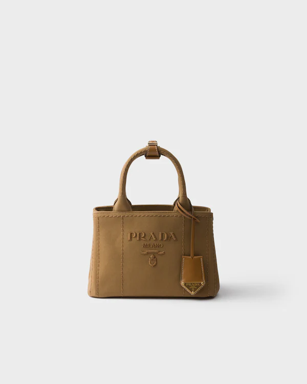 Borsa a mano in tela di cotone Prada Jardinière mini