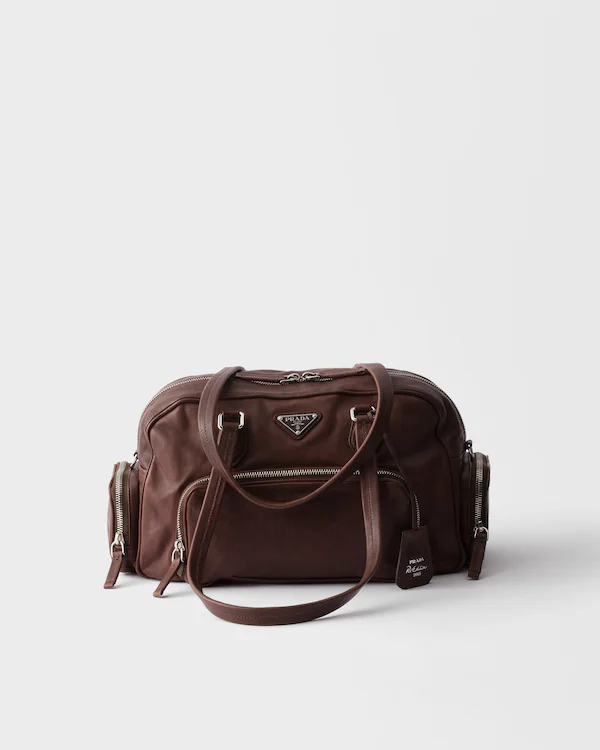 Borsa a tracolla in pelle lavata grande