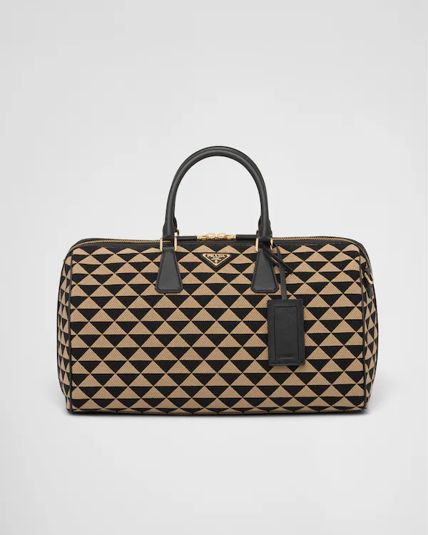 Borsa da viaggio in tessuto ricamato Medium Prada Symbole