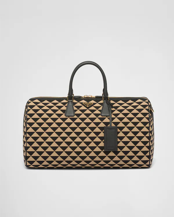 Borsa da viaggio in tessuto ricamato Prada Symbole grande