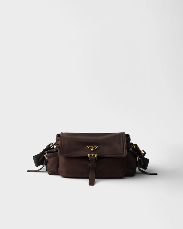 Borsa a tracolla medium in pelle nappa Prada con cerniera