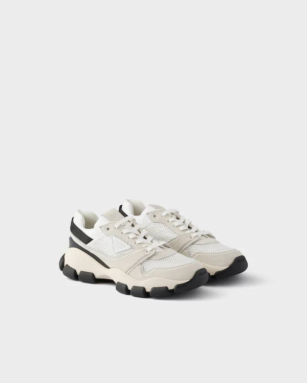 Scarpe da ginnastica in tessuto mesh e pelle scamosciata